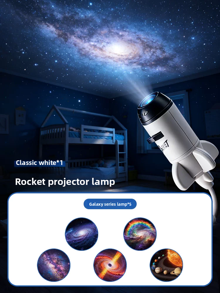 Starry Sky Projector Lamp – Galaxy, Planets & Dinosaur Slides