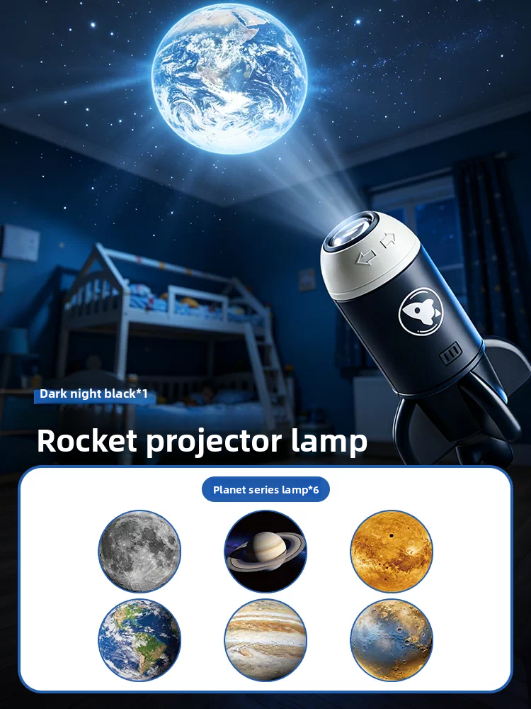 Starry Sky Projector Lamp – Galaxy, Planets & Dinosaur Slides