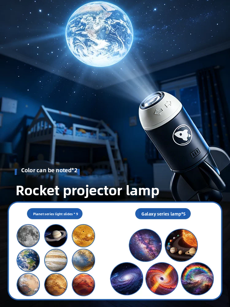 Starry Sky Projector Lamp – Galaxy, Planets & Dinosaur Slides