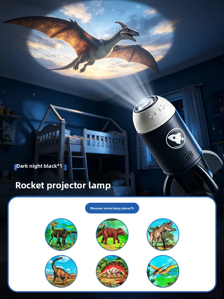 Starry Sky Projector Lamp – Galaxy, Planets & Dinosaur Slides